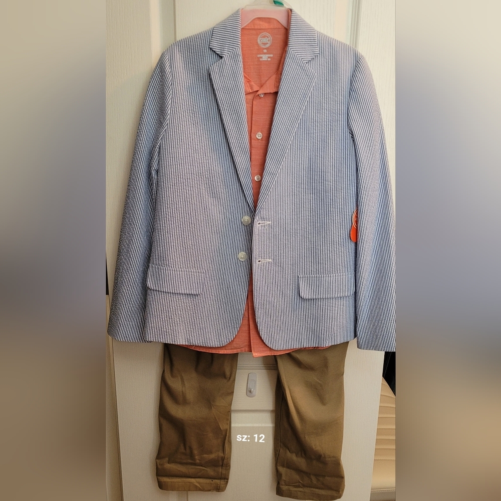 Wonder Nation Striped Blazer Set with Peach Shirt